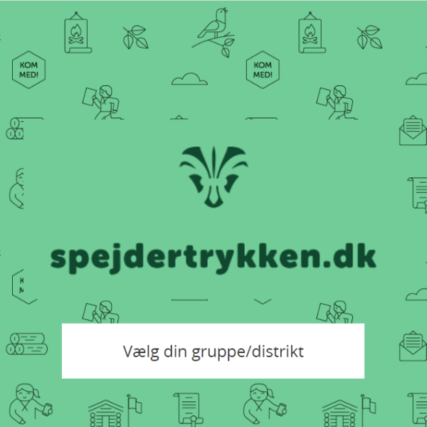 To spejderledere viser en færdselstavle for en gruppe børn