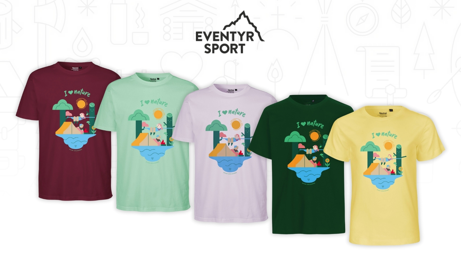 Mockup af 5 spejder t-shirts